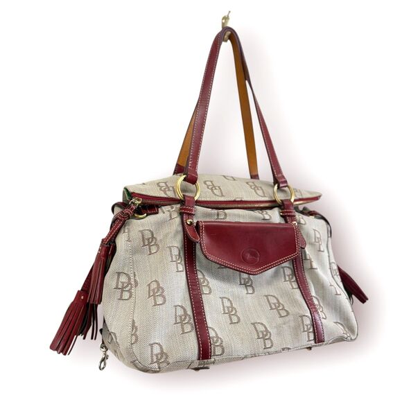 Dooney and Bourke Florentine Jacquard The Smith Bag Large in Red Monogram - Picture 2 of 16